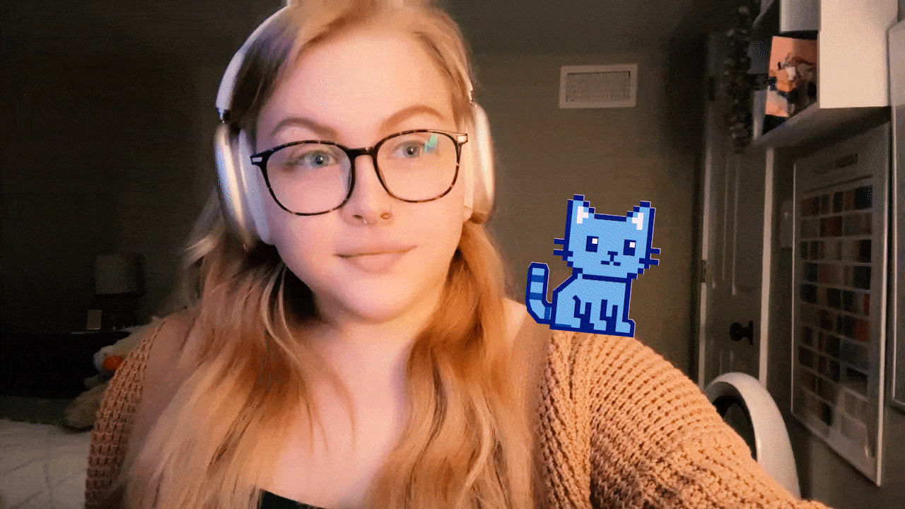 gif of Kim and TutorTail on her shoulder